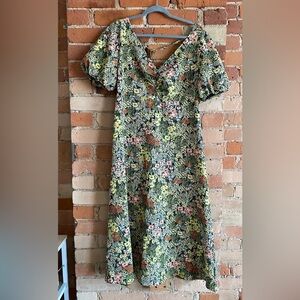Puff sleeve wildflower floral dress US 10